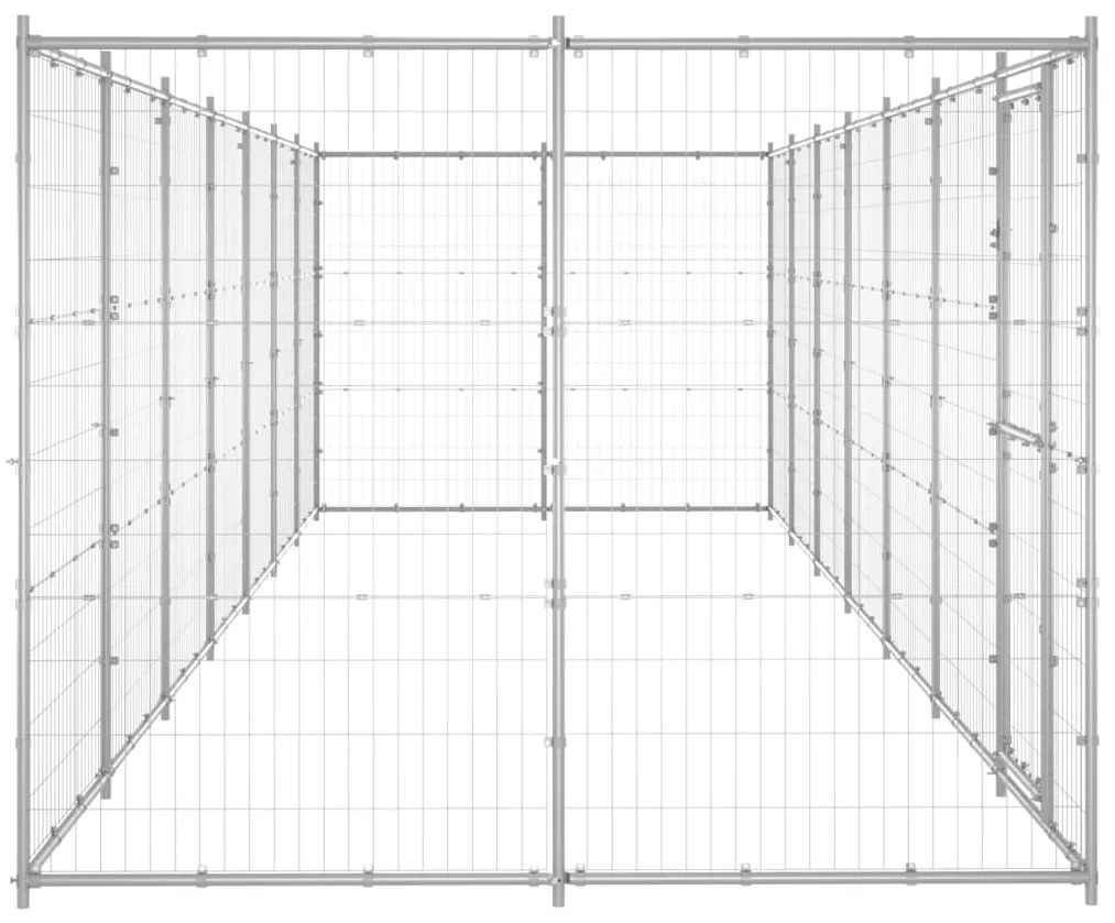 Κλουβί Σκύλου Εξωτερικού Χώρου 16,94 μ² από Γαλβανισμένο Χάλυβα - Ασήμι