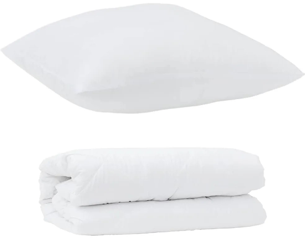 vidaXL Διπλό με Μαξιλάρι 2 pcs Λευκό 140 x 200 cm Μικροΐνες