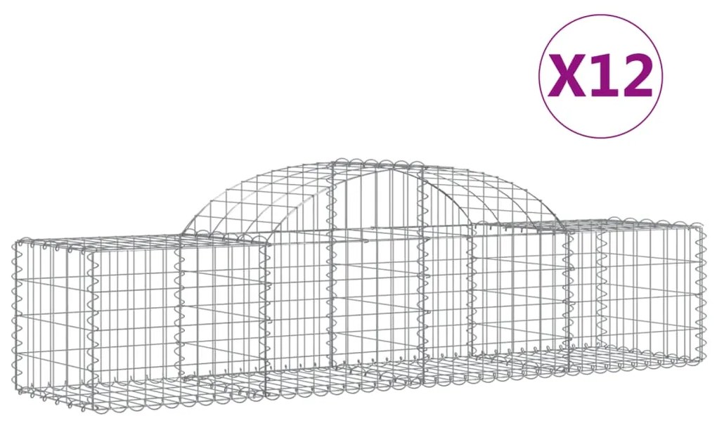 vidaXL Συρματοκιβώτια Τοξωτά 12 τεμ. 200x50x40/60 εκ. Γαλβαν. Ατσάλι