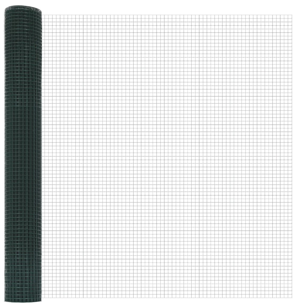 vidaXL Σέτ Πόλων Φράχτη Σετ 2 Πράσινο Ατσάλι, PVC 10 x 1 μ Ανθεκτικό