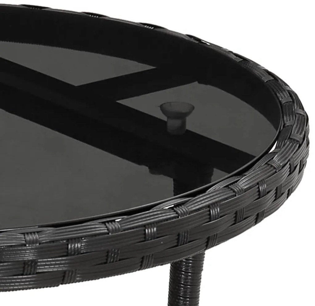 vidaXL Σετ Επίπλων Bistro Κήπου 3 τεμ Μαύρο Συνθετ. Ρατάν με Μαξιλάρια