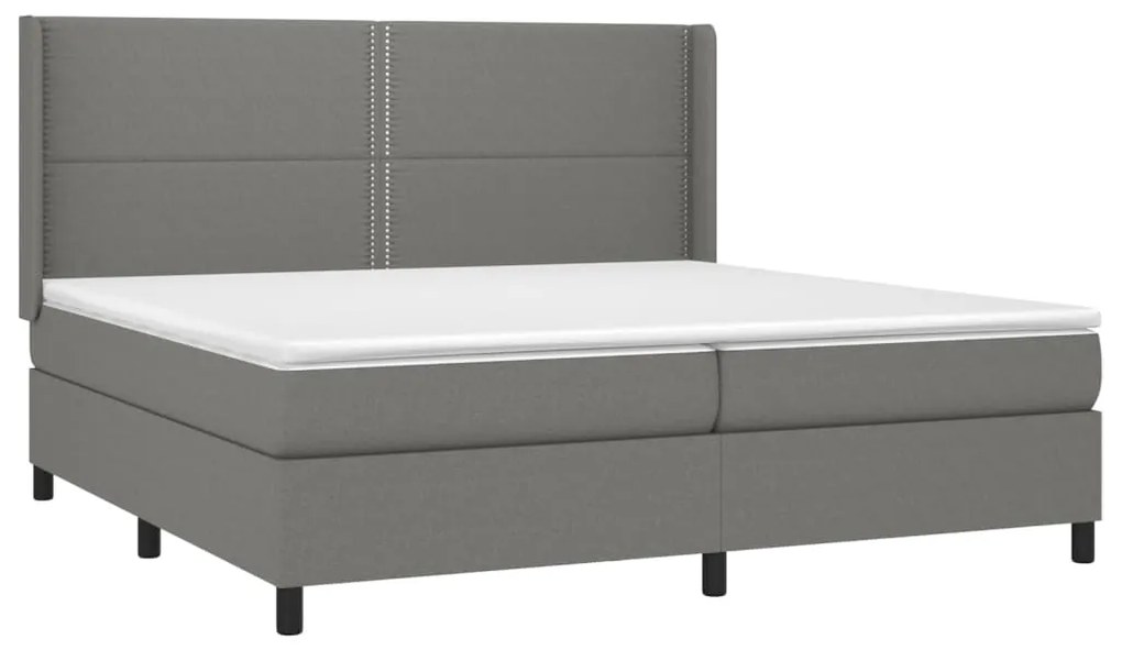 vidaXL Κρεβάτι Boxspring με Στρώμα Σκούρο Γκρι 200x200 εκ. Υφασμάτινο