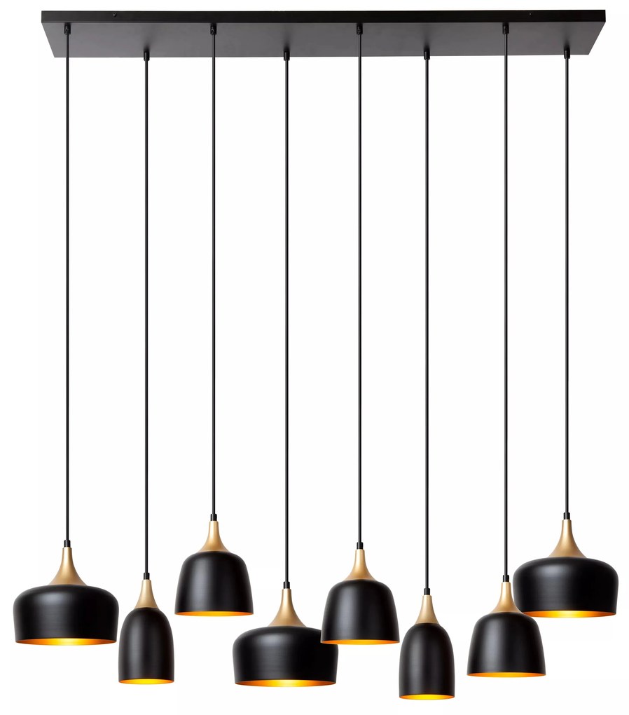 Φωτιστικό Κρεμαστό Lucide 05446-08-30 CHAYANNE Μαύρο Ματ (Black Mat)|Χρυσό Χρώμα (Gold Coloured)
