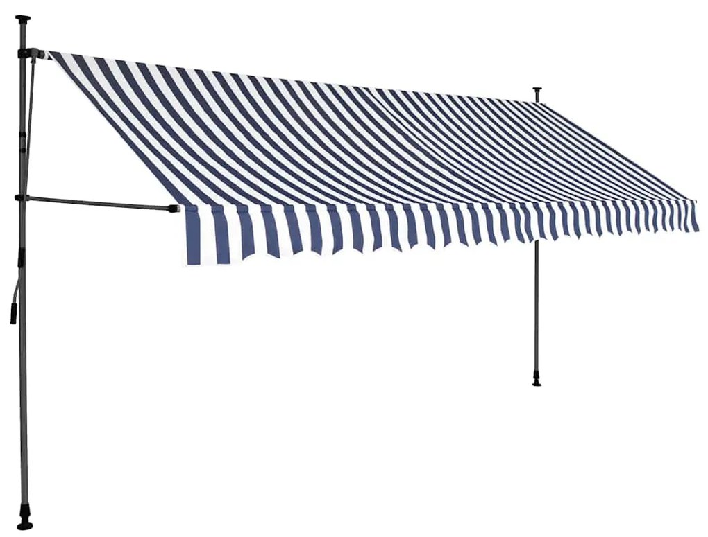 vidaXL Τέντα Συρόμενη Χειροκίνητη με LED Μπλε / Λευκό 350 εκ.