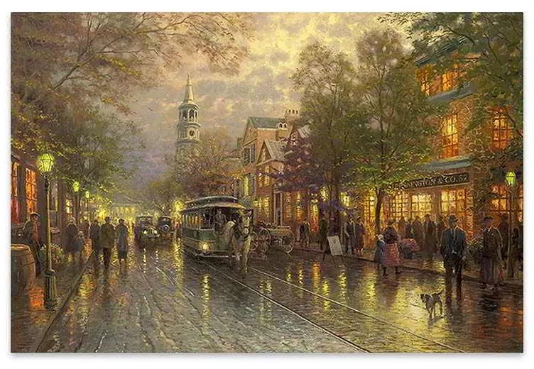 Πίνακας σε καμβά Wet Streets&quot; Megapap ψηφιακής εκτύπωσης 75x50x3εκ.&quot;