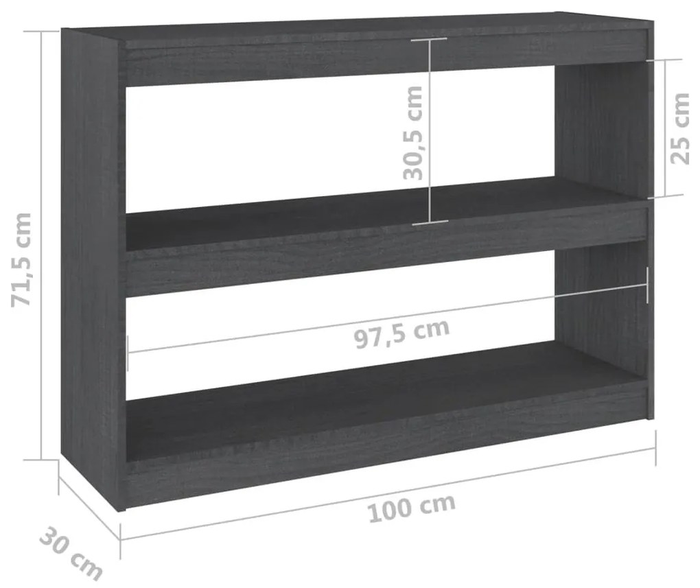 Βιβλιοθήκη/Διαχωριστικό Χώρου Γκρι 100x30x71,5 εκ. Ξύλο Πεύκου - Γκρι