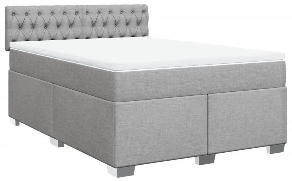 vidaXL Κρεβάτι Boxspring με Στρώμα Ανοιχτό Γκρι 140x190 εκ. Υφασμάτινο