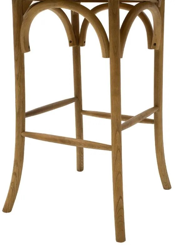 Σκαμπό μπαρ Reid ξύλο ανοιχτό καρυδί-έδρα καφέ rattan 45x52x116 εκ.