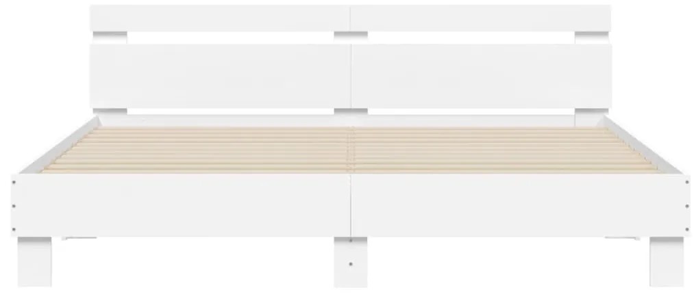vidaXL Πλαίσιο Κρεβατιού με Κεφαλάρι/LED Λευκό 200 x 200 εκ.