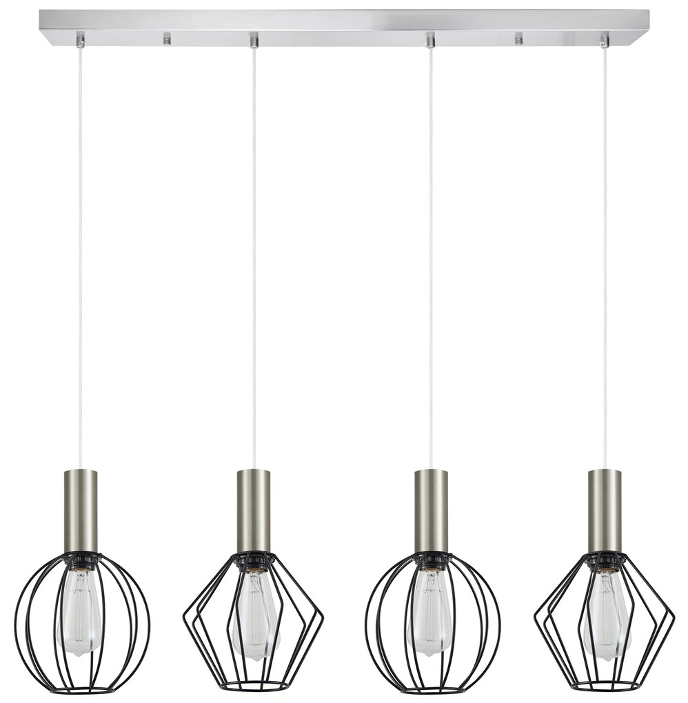 SE21-NM-4-4BL-GR12 ADEPT FLEX Nickel Matt Pendant Black Metal Grid+