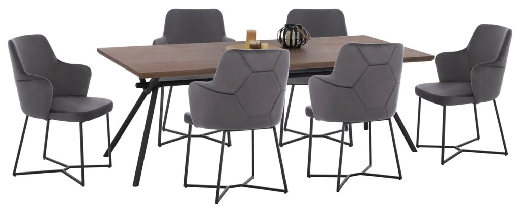 ΣΕΤ ΤΡΑΠΕΖΑΡΙΑΣ 7ΤΜΧ ΤΡΑΠΕΖΙ MDF ME ΚΑΠΛΑΜΑ ΚΑΡΥΔΙΑΣ &amp; ΚΑΡΕΚΛΕΣ TRIANA ΓΚΡΙ HM10638