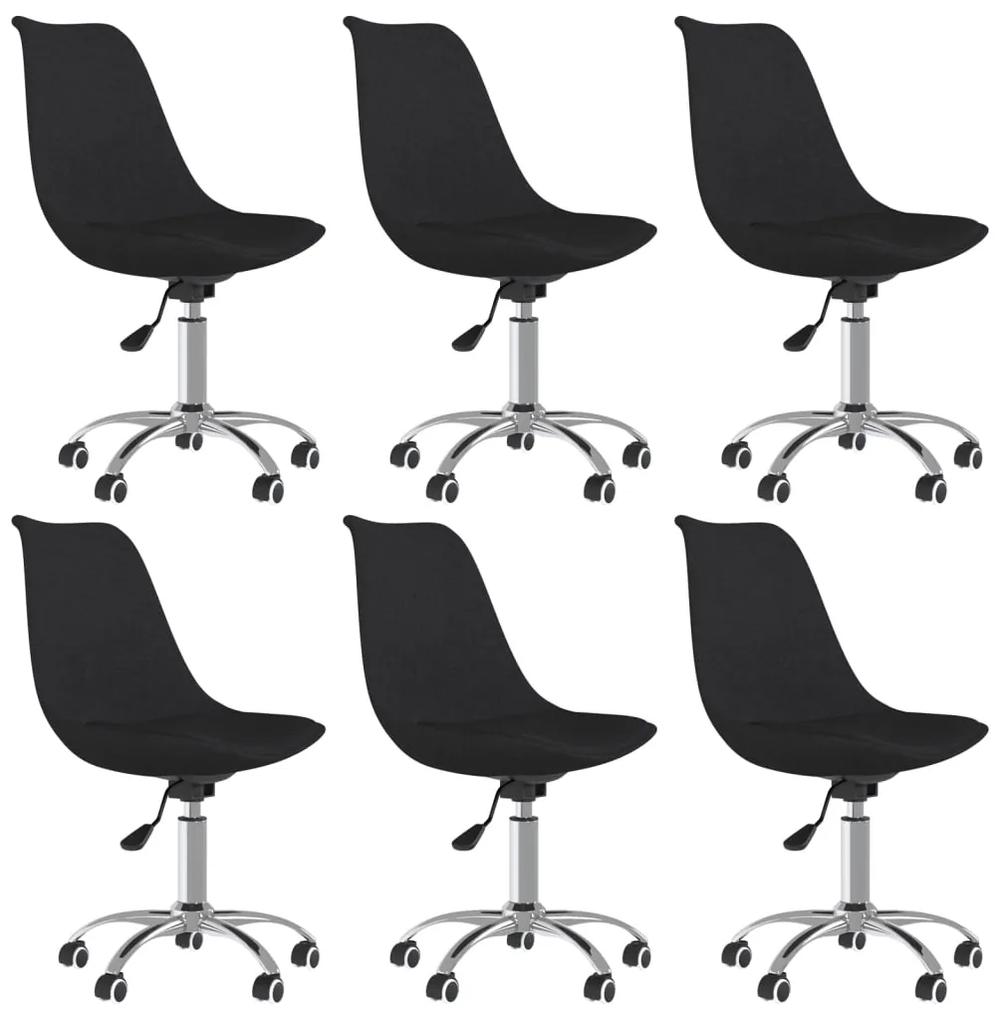 vidaXL Καρέκλες Τραπεζαρίας Περιστρεφόμενες 6 τεμ. Μαύρες Υφασμάτινες