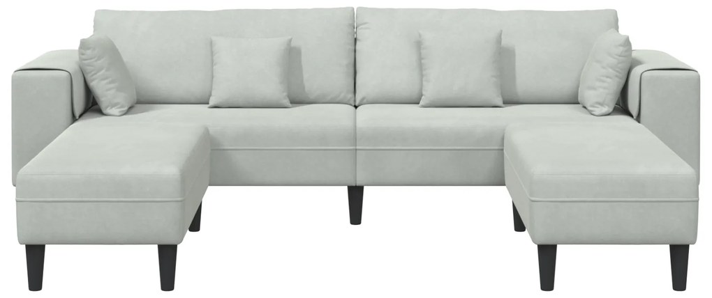 vidaXL Βελούδινος καναπές 3 pcs Ανοιχτό γκρι 208 εκ. Βελούδο
