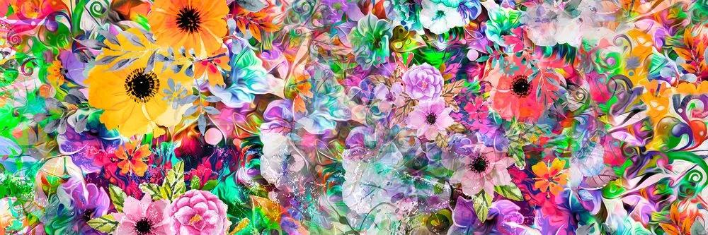 Εικόνα λουλουδιών σε σχέδιο με έντονα χρώματα - 120x40