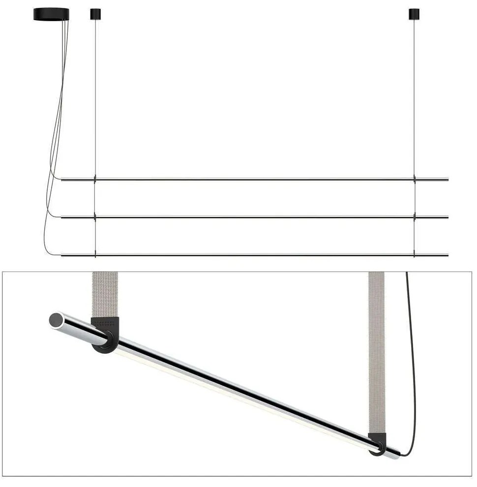 Φωτιστικό Οροφής - Ράγα T.O 3 Stack 3X10873/10876/2X10879 137x26cm Dim Led 750lm 10W 2700K Chrome-Grey Pablo Designs