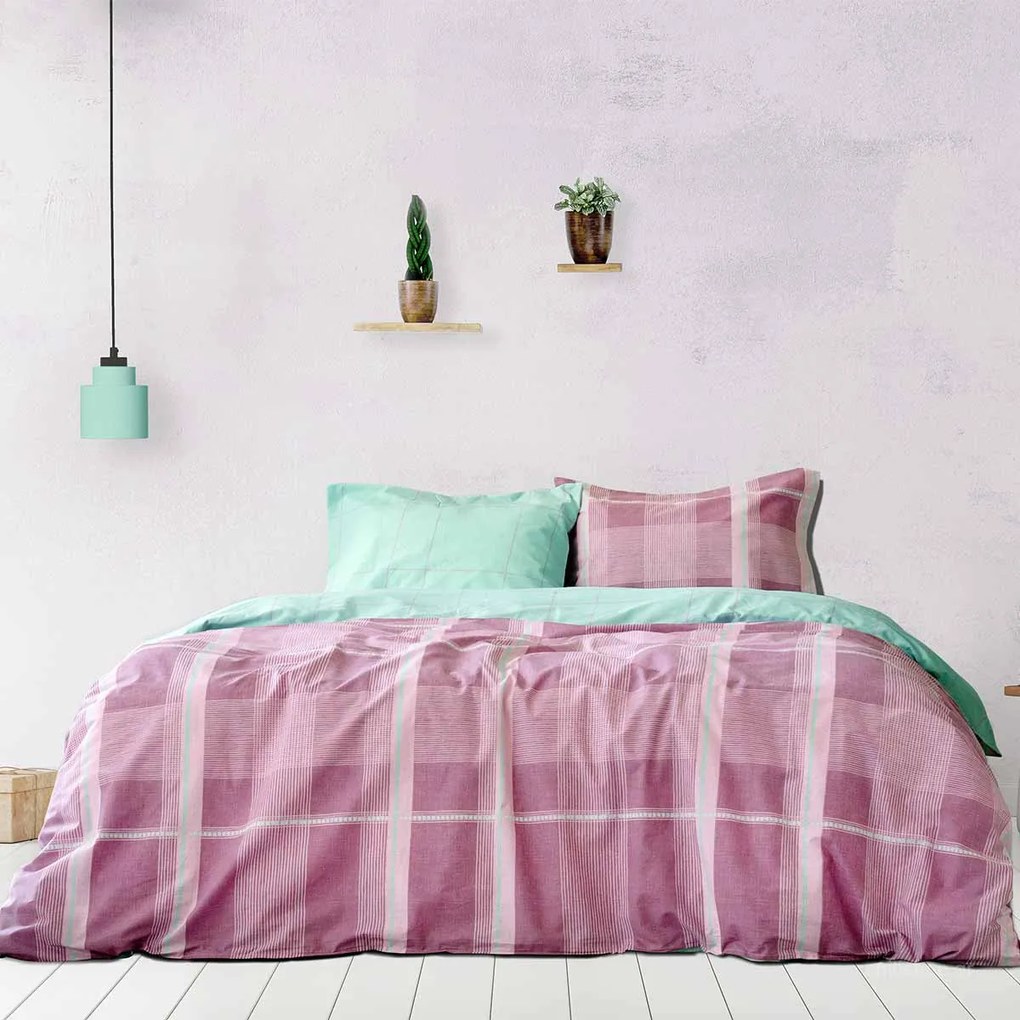 Κουβερλί Υπέρδιπλο (220x245) 2 Όψεων Kocoon Plaid Purple