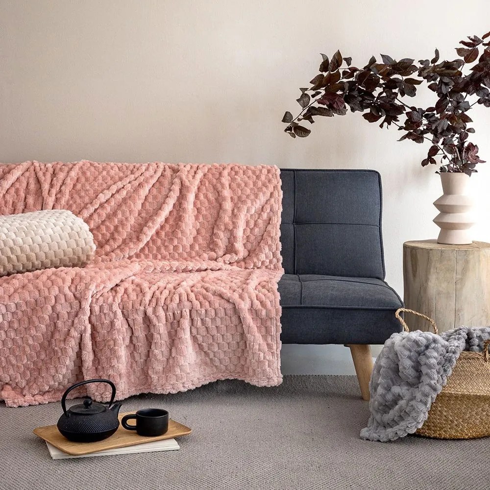 Κουβέρτα Aster Fleece Rose Palamaiki Ημίδιπλο 160x220cm Jacquard