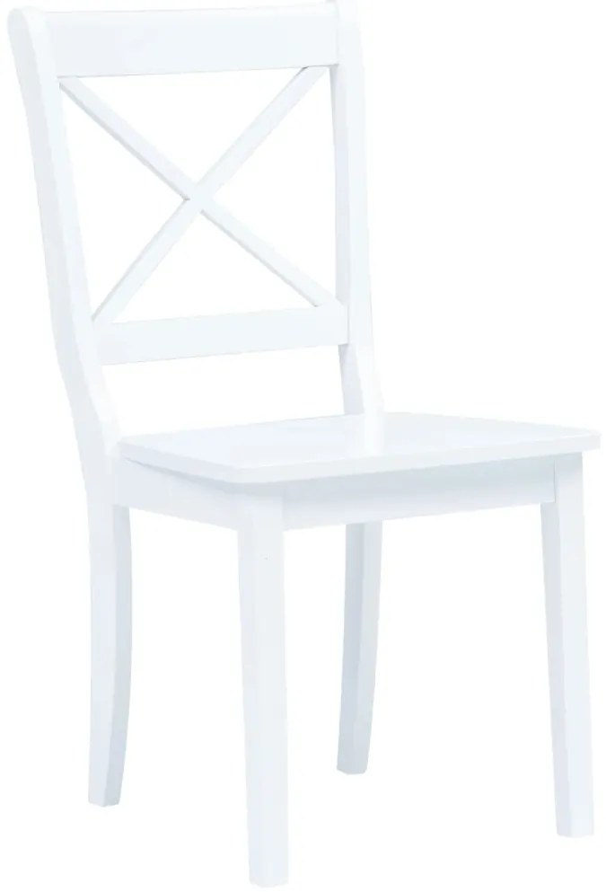 vidaXL Σετ Τραπεζαρίας 5 Τεμαχίων Λευκό Μασίφ Ξύλο Καουτσουκόδεντρου