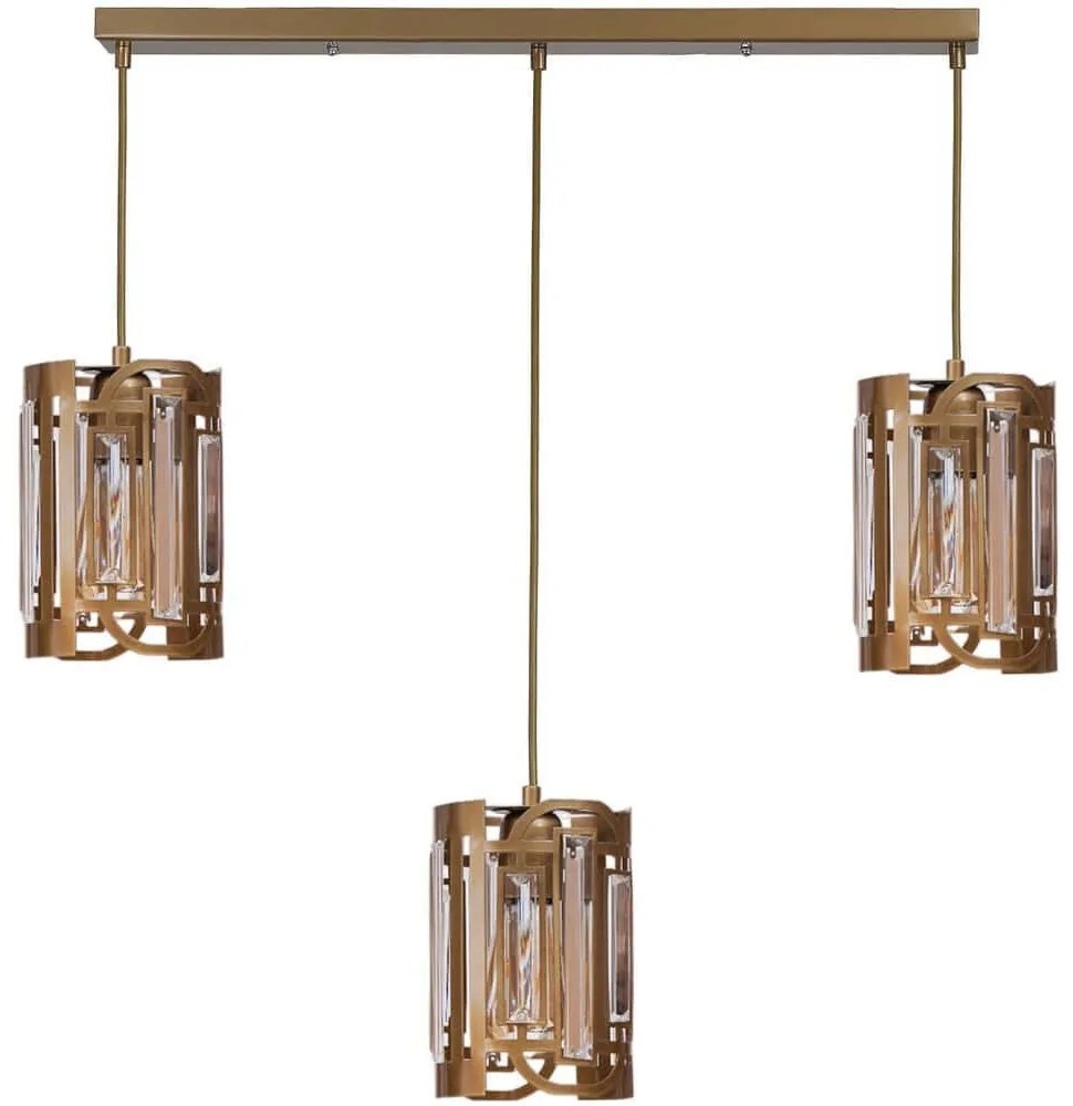 Φωτιστικό Οροφής - Ράγα 534LUN6053 55x13x80cm 3xE27 40W Gold Opviq