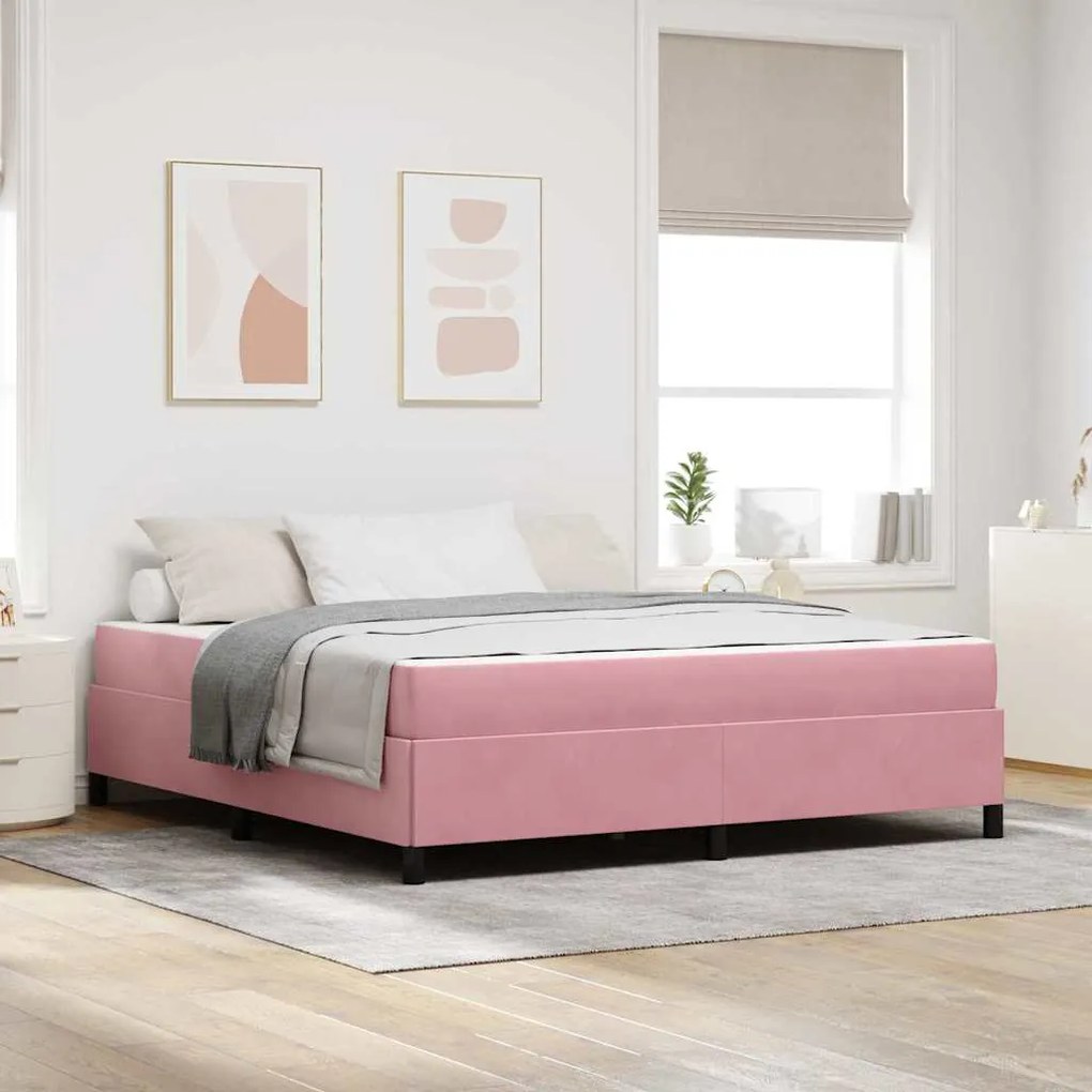 vidaXL Σκελετός Κρεβατιού Άλλο Ρόζ και Λευκό 180 x 200 cm Βελούδο
