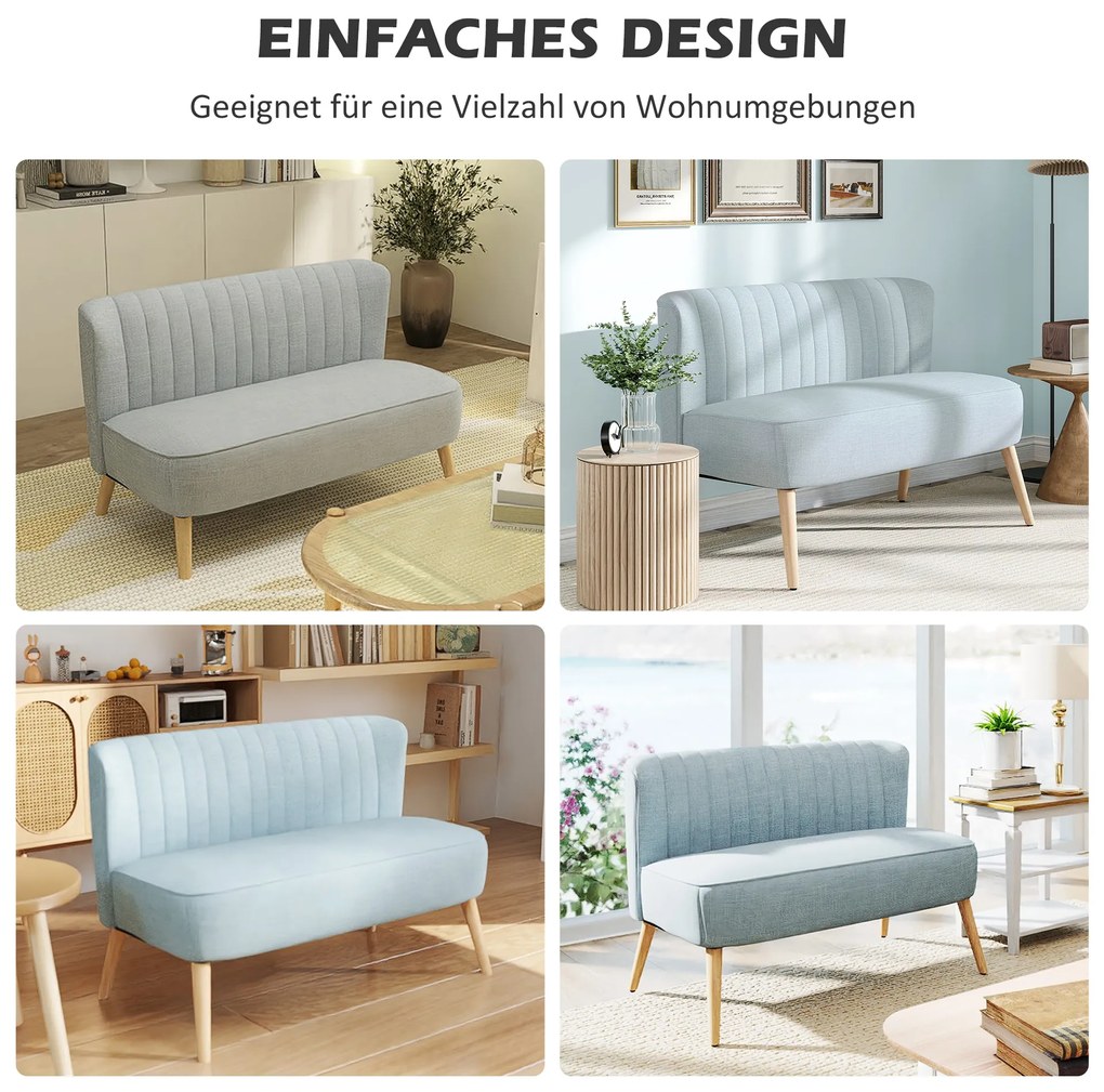 HOMCOM 2-θέσιο καναπέ, μαλακή ταπετσαρία, εύκολο στη συντήρηση κάλυμμα, έως 150 kg, 117 x 56,5 x 77 cm, Ανοιχτό πράσινο