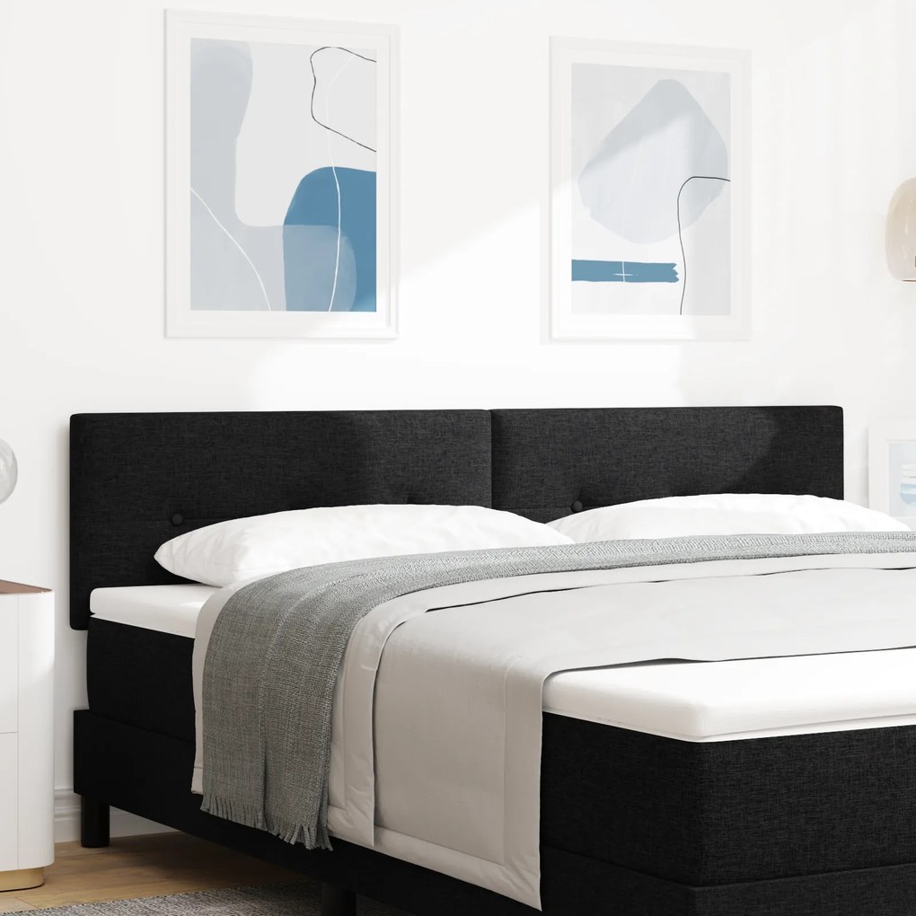 vidaXL LED Κεφαλάρι Με Κουμπιά Τουφαρισμένο Μαύρο 90 εκ Υφασμάτινο