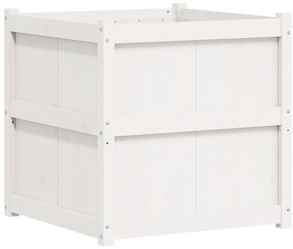 vidaXL Ζαρντινιέρα Λευκή 70 x 70 x 70 εκ. από Μασίφ Ξύλο Πεύκου