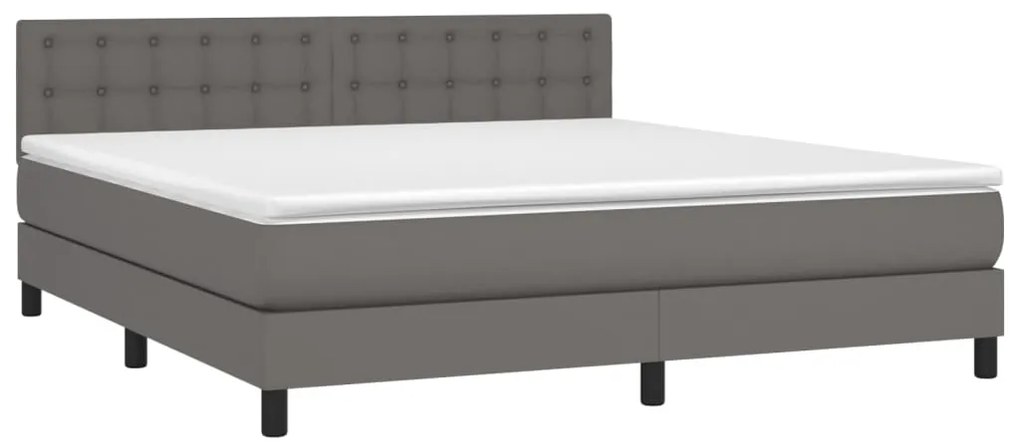 vidaXL Κρεβάτι Boxspring με Στρώμα Γκρι 160x200εκ. από Συνθετικό Δέρμα