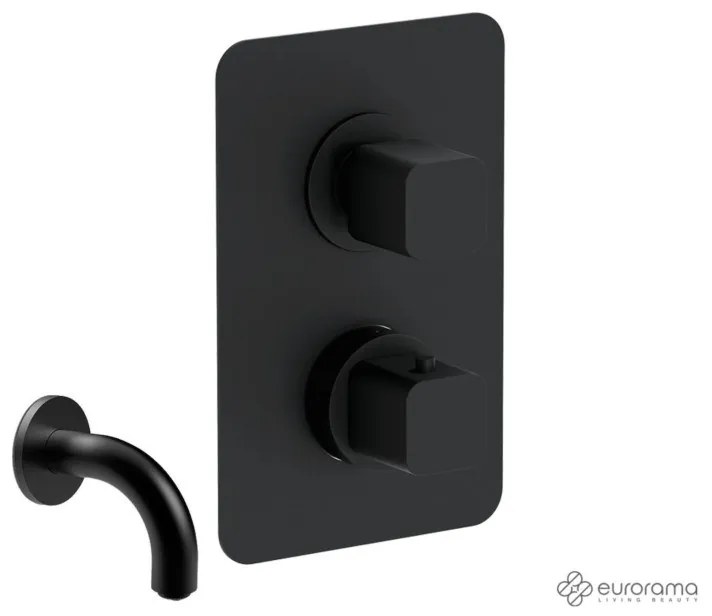 Eurorama QUADRA Thermo Black matt Στόμιο+Θερμοστατικός μίκτης εντοιχισμού 2 ή 3 εξόδων με εκτροπέα