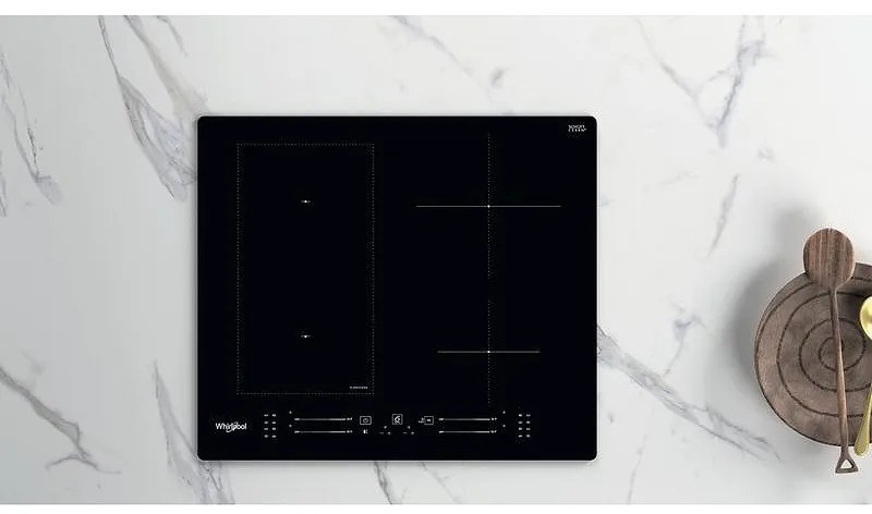 Κεραμική εντοιχισμένη εστία Whirlpool WL S7960 NE, 7200W, 4 ζώνες, 18 επίπεδα, FlexiCook, Χρονόμετρο, Επαγωγή, Μαύρο