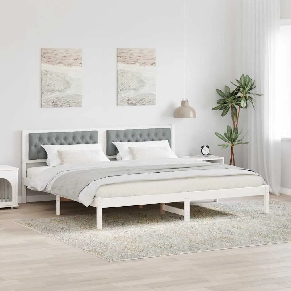 vidaXL Σκελετός Κρεβατιού με κεφαλάρι Ανοιχτό γκρι 200 x 200 cm