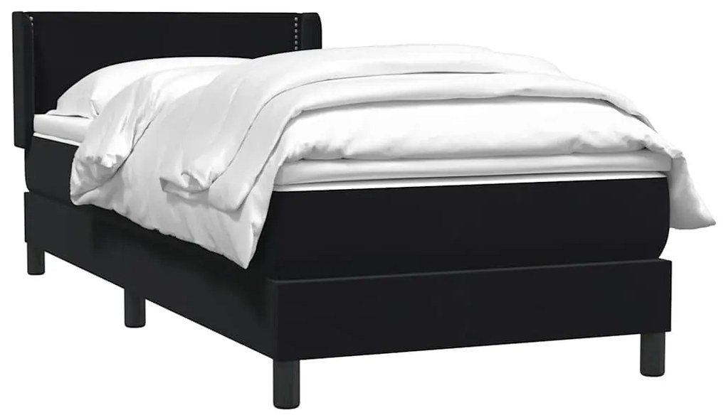 vidaXL Κρεβάτι Boxspring με Στρώμα Μαύρο 90x220 εκ. Βελούδινο