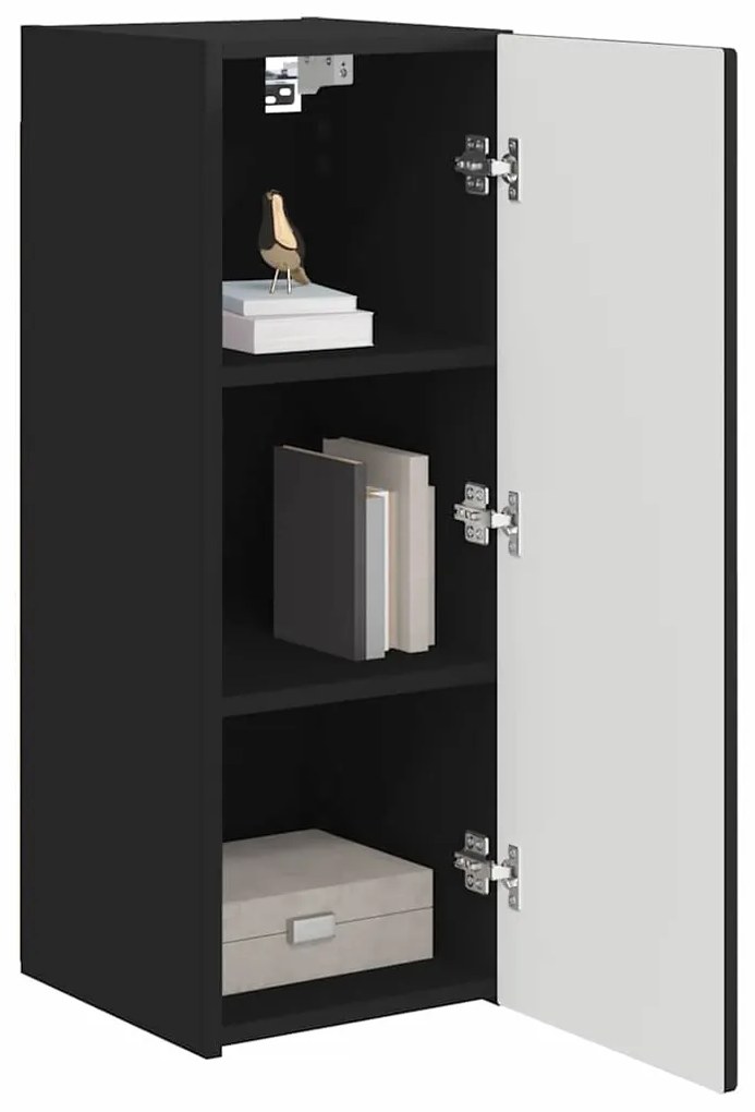 vidaXL Ντουλάπι Τηλεόρασης Τοίχου Επιτοίχιο Μαύρο 30 x 31 x 80 εκ.