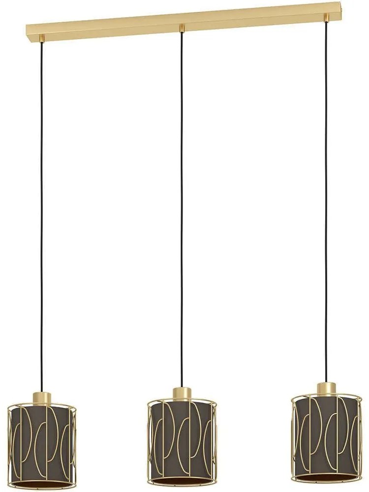 Φωτιστικό Οροφής - Ράγα Corojal 390207 87x17x150cm 3xE27 40W Cappuccino-Brass Eglo Steel,Fabric