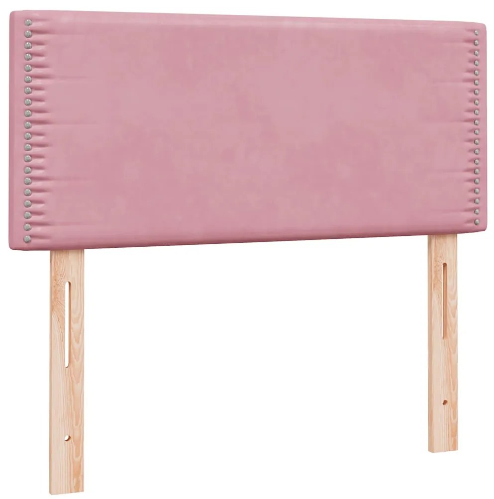 vidaXL Box Spring κρεβάτι με στρώμα ροζ 100x220 cm Βελούδινο
