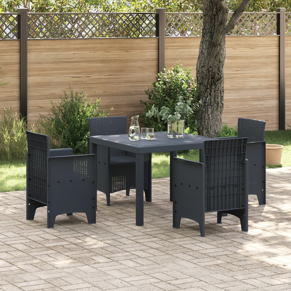 vidaXL Σετ Τραπεζαρίας Κήπου 5 pcs Ανθρακί Πολυπροπυλένιο