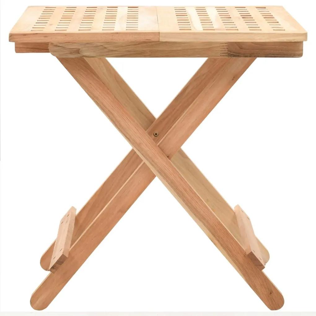 Τραπέζι Βοηθητικό Πτυσσόμενο 50x50x49 εκ. Μασίφ Ξύλο Καρυδιάς - Μπεζ