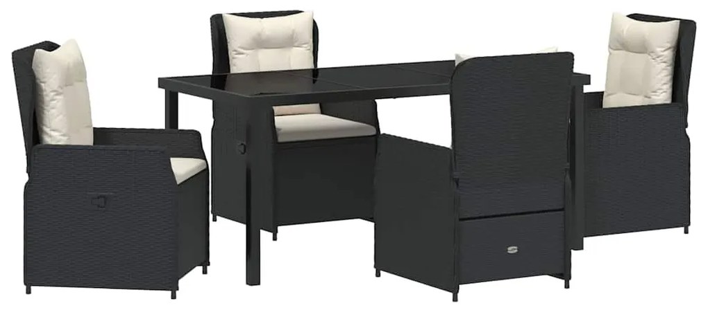 vidaXL Σέτ φαγητού για κήπο 5 pcs Μαύρο συνθετικό ρατάν