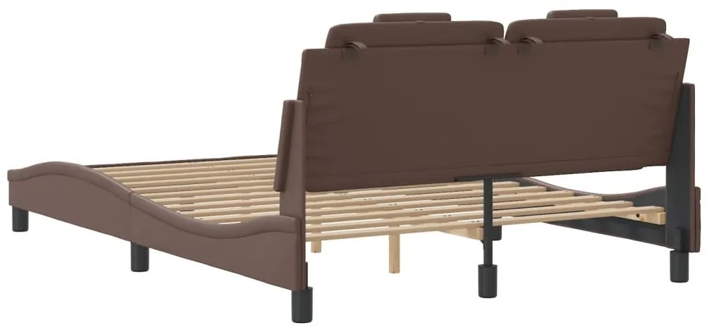 vidaXL Σκελετός Κρεβατιού Viana Χωρίς Στρώμα Καφέ 140x190 εκ. Συνθετικό Δέρμα