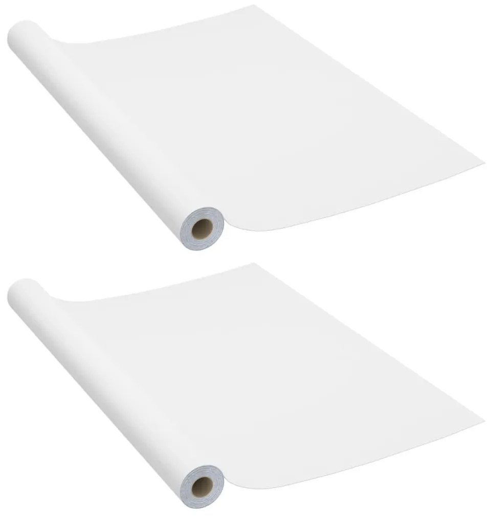 Μεμβράνες Αυτοκόλλητες για Έπιπλα 2 τεμ. Λευκές 500x90 εκ. PVC - Λευκό