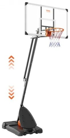 VEVOR Basketball Hoop, 7.6-10 ft Adjustable Height Portable Backboard System, 54 inch Basketball Hoop &amp; Goal, Kids &amp; Adults Basketball Set with Wheels, Stand, and Fillable Base, for Outdoor/Indoor