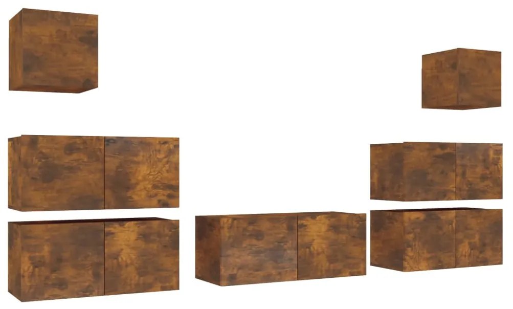 vidaXL Σετ Επίπλων Τηλεόρασης 7 Τεμαχίων Καπνιστή δρυς Επεξ. Ξύλο