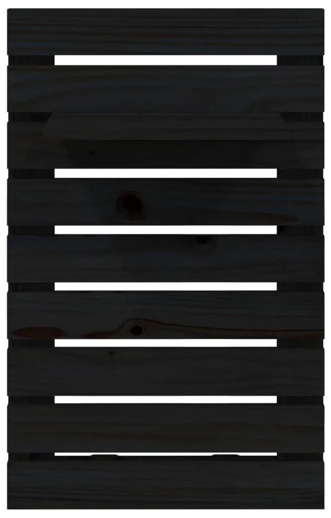 Ράφια Κομοδίνου Επιτοίχια 2 τεμ. Μαύρα από Μασίφ Ξύλο Πεύκου - Μαύρο