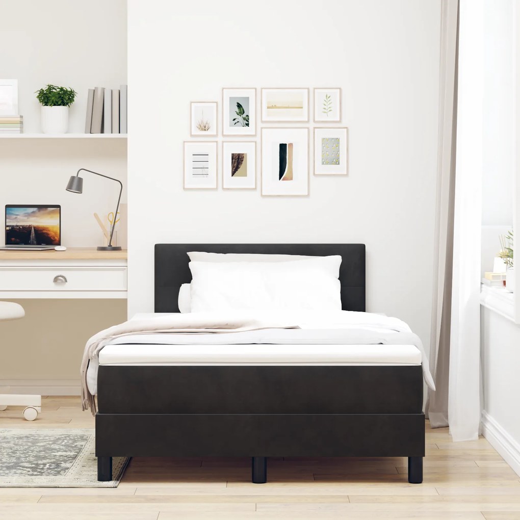 vidaXL Κρεβάτι Box Spring με Στρώμα & LED μαύρο 120x200 εκ. Βελούδινο