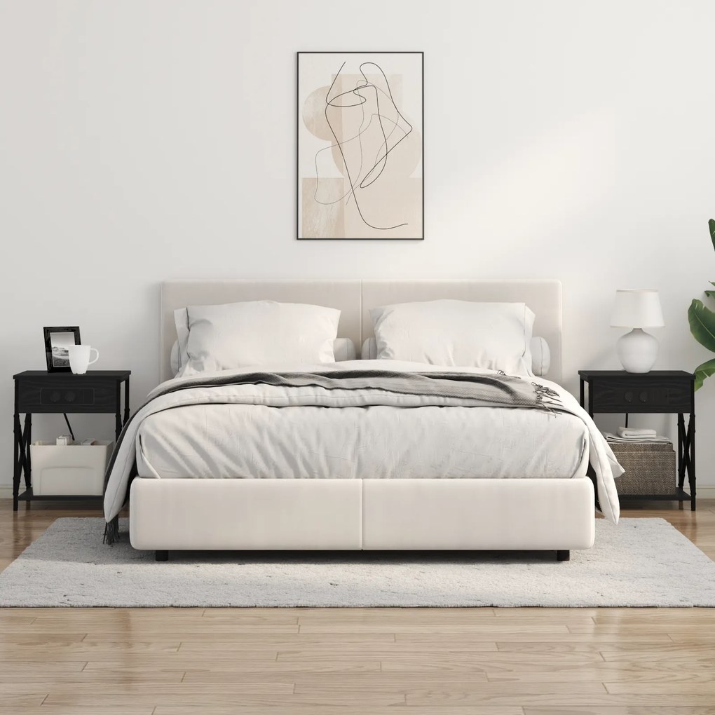 vidaXL Κομοδίνο Μαύρη δρυς 41 x 31 x 51 εκ. Επεξεργασμένο ξύλο
