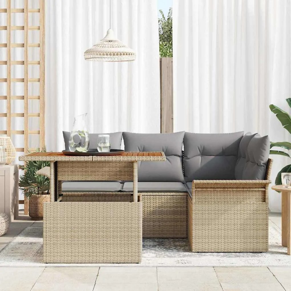 vidaXL Σετ Καναπέ Κήπου 5 pcs μπεζ και ανοιχτό γκρι 100 x 55 x 73 εκ