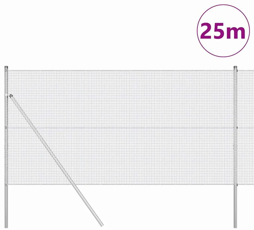 vidaXL Φράχτης με Στήλες. Ασημί 1.4 x 25 m Ατσάλι