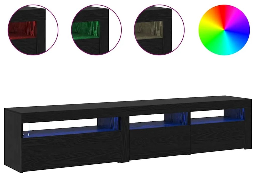 vidaXL Έπιπλα τηλεόρασης 2 pcs Μαύρη δρυς 195 x 35 x 40 εκ.
