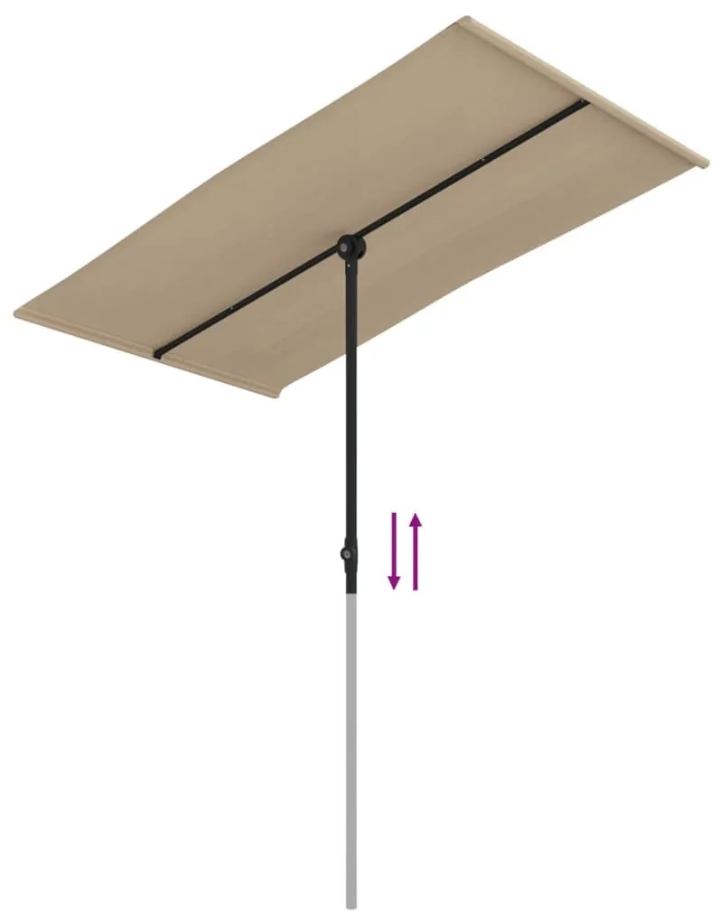 Ομπρέλα Κήπου Taupe 180 x 110 εκ. με Ιστό Αλουμινίου 47331