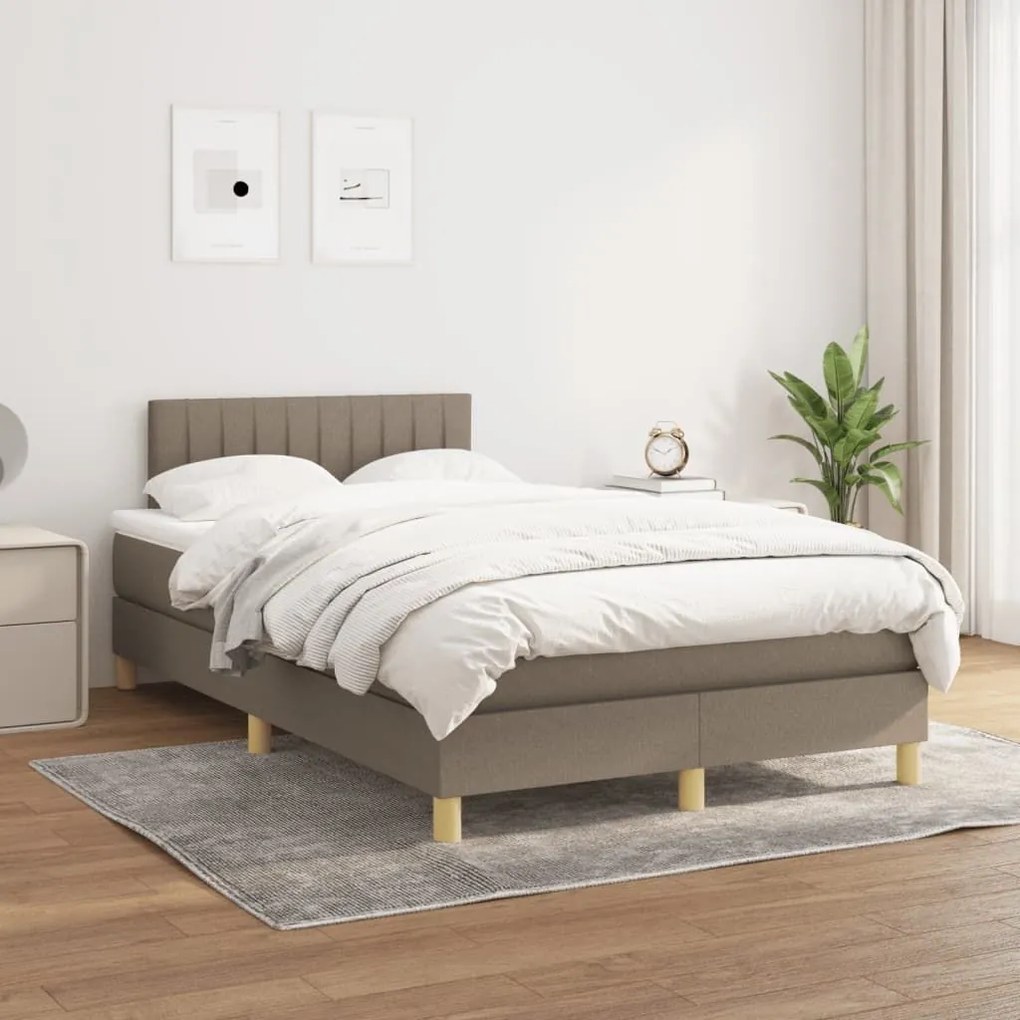 Κρεβάτι Boxspring με Στρώμα Taupe 120x190 εκ. Υφασμάτινο - Μπεζ-Γκρι